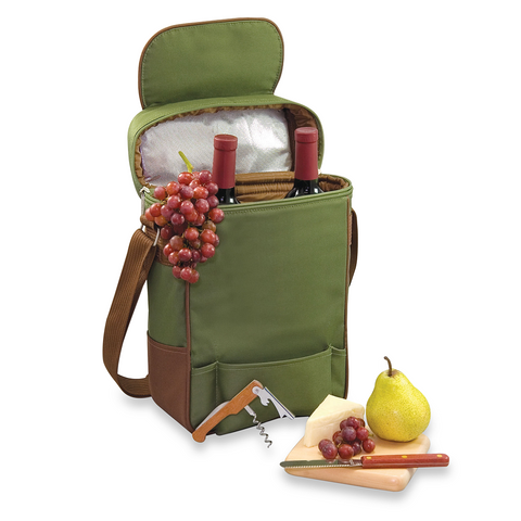 Picnic Time® Duet Insulated Wine And Cheese Tote In Pine Green